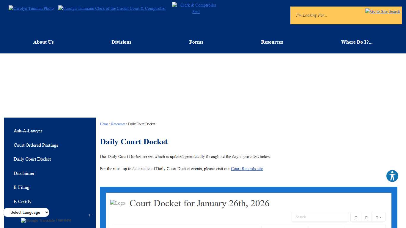 Daily Court Docket Martin County Clerk
