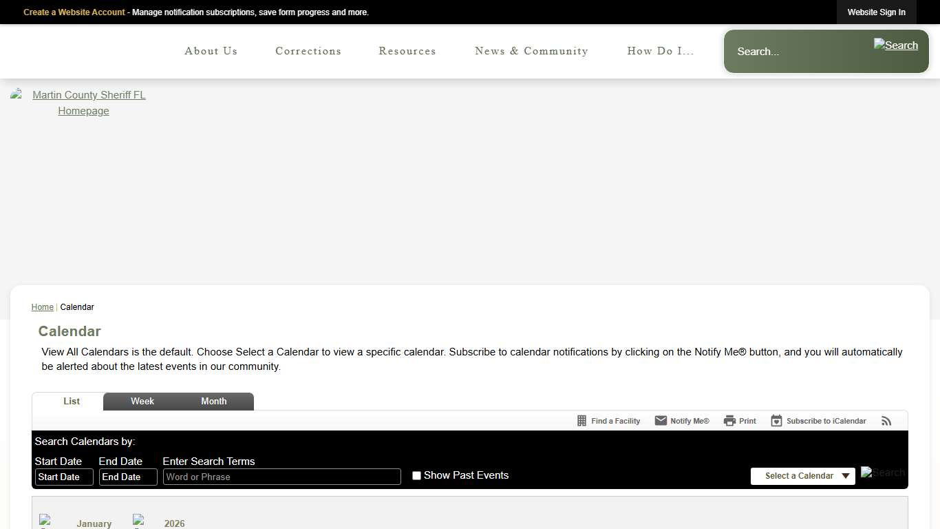 Calendar • Martin County Sheriff's Office, FL • CivicEngage