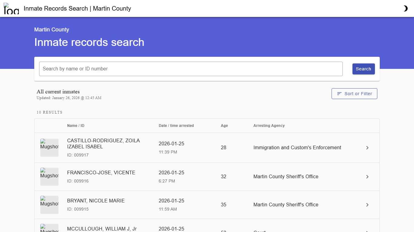 Corrections Records Search